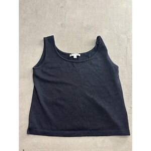 St John Knit Tank Top Black Sleeveless Scoop Neck Made in USA Size Small